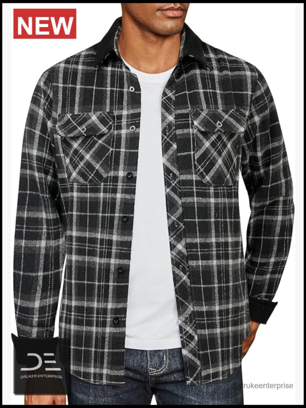Men's Flannel Long Sleeve Plaid Button Down Shirt with Pockets